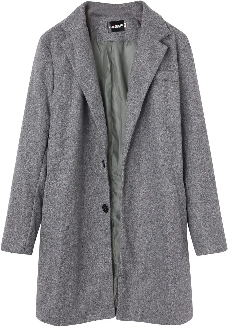 Mens Single Breasted Trench Coat Winter Pea Coat Notch Lapel Long Casual Overcoat Slim Fit Long Jacket Pea Coat
