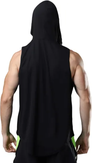 Men's Sleeveless Hoodie Quick Dry Muscle Gym Shirts Workout Hooded Tank Top
