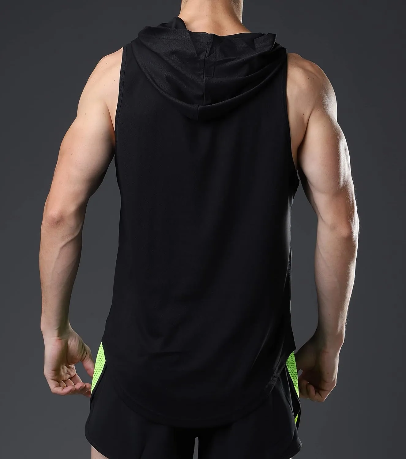 Men's Sleeveless Hoodie Quick Dry Muscle Gym Shirts Workout Hooded Tank Top