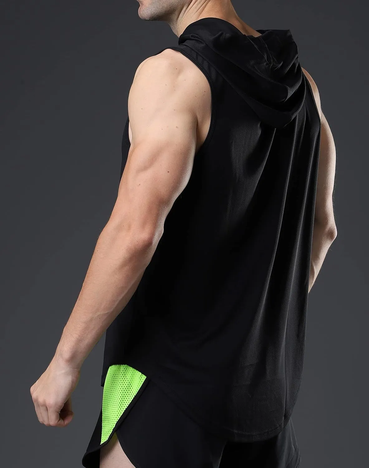 Men's Sleeveless Hoodie Quick Dry Muscle Gym Shirts Workout Hooded Tank Top
