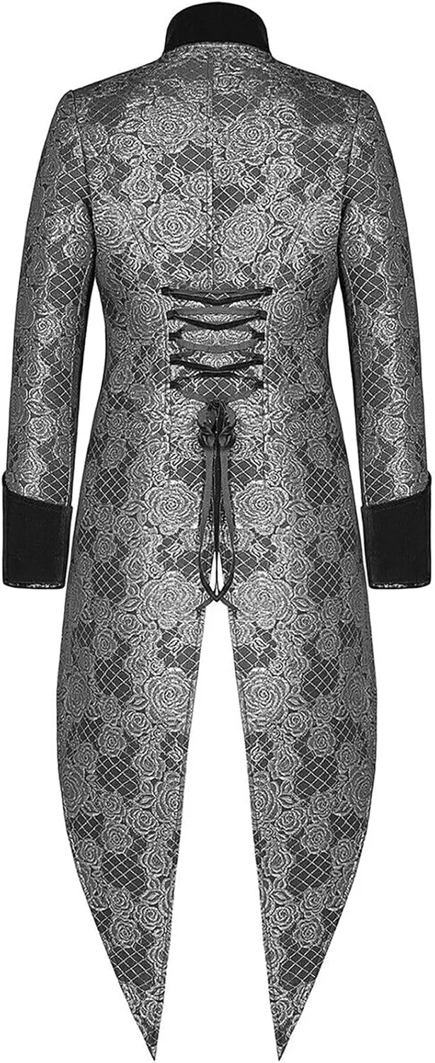 Men's Steampunk Renaissance Tailcoat Jacket Gothic Victorian Frock Coat Performance Vintage Gothic Tuxedo Swallowtail