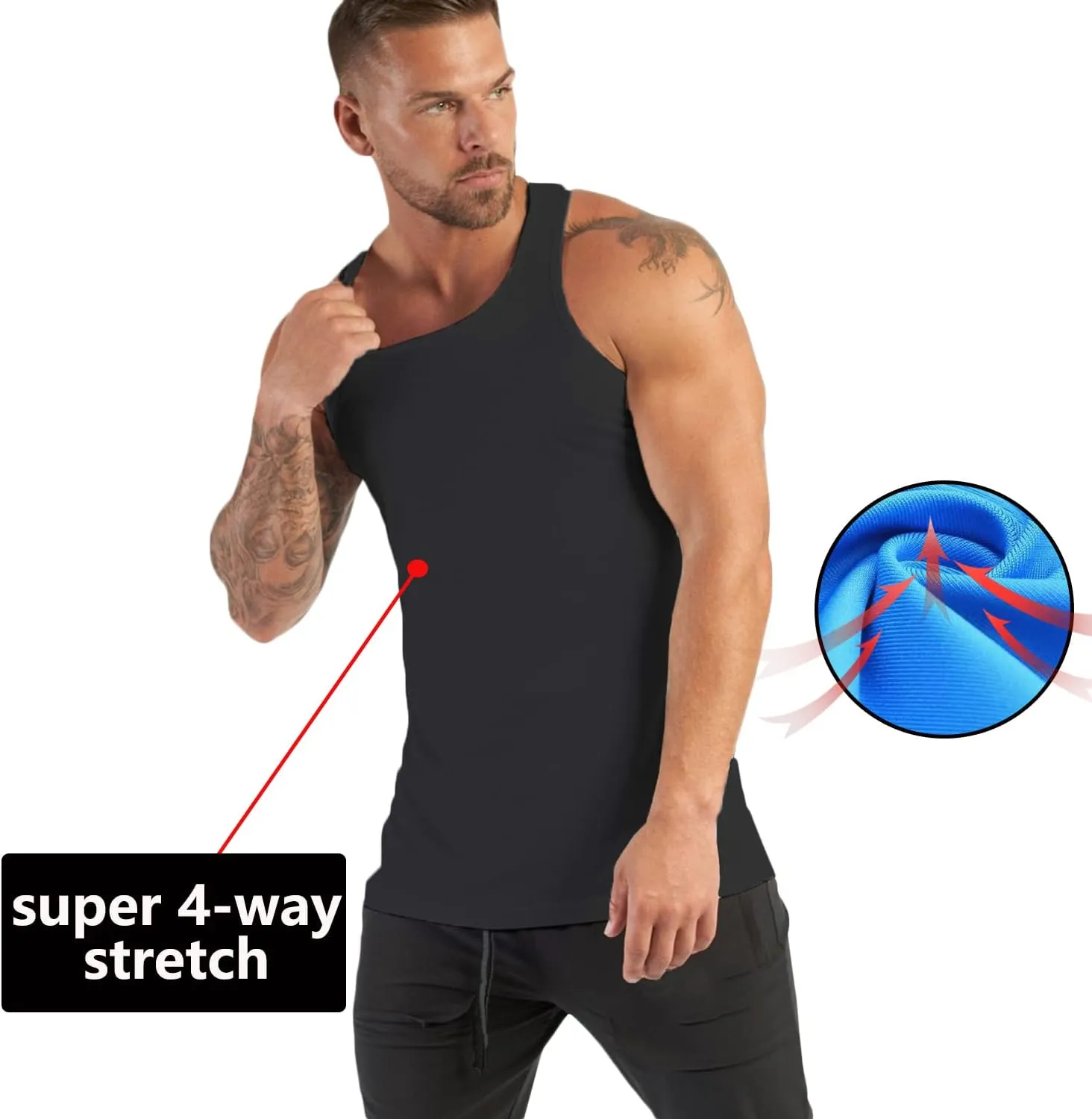 Men's Tank Tops Workout Gym Sleeveless Bodybuilding Shirts Fitness Athletic Muscle Tee