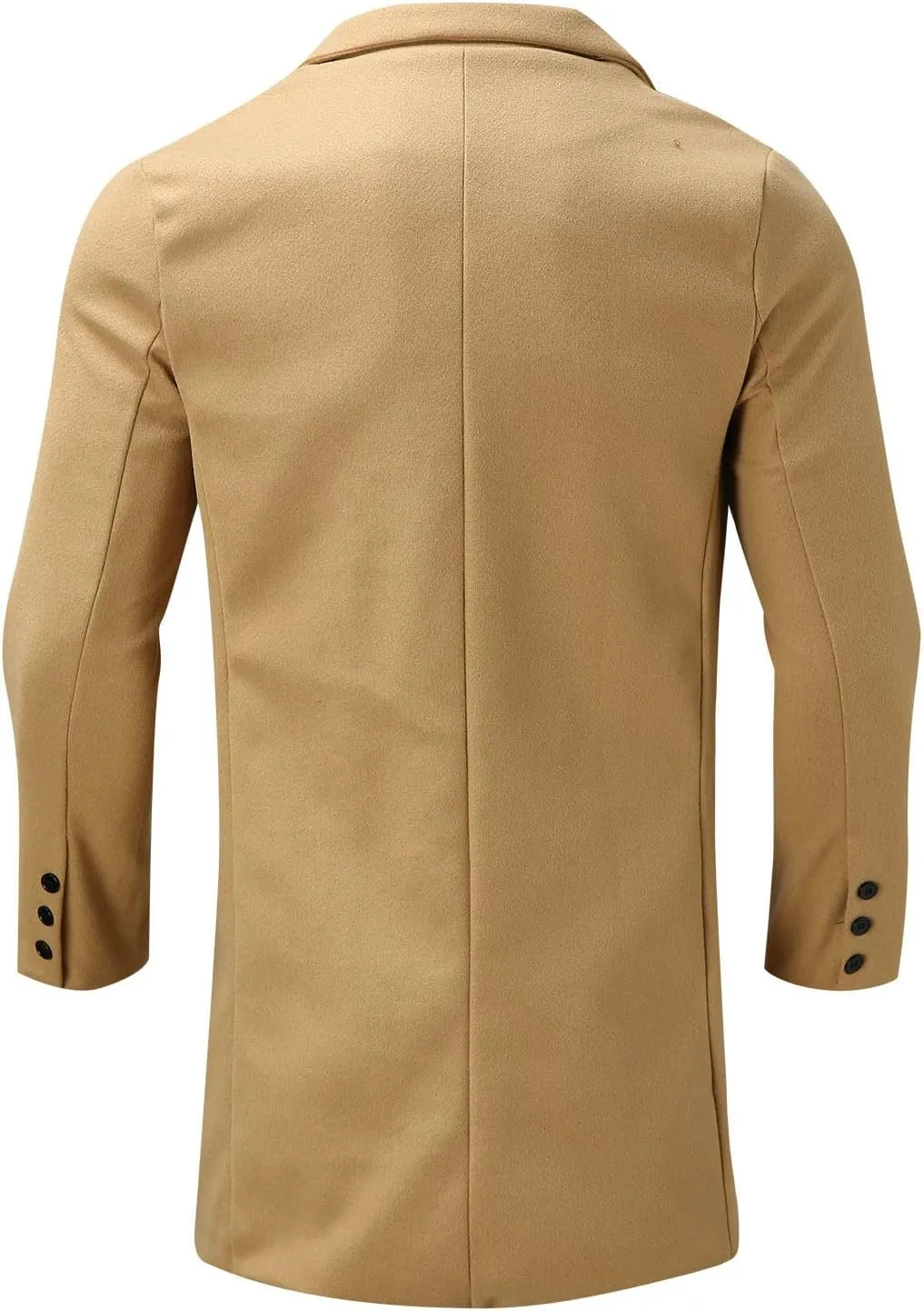 Men's Trench Coat 2024 Trendy Notch Lapel Wool Blend Warm Overcoat Casual Single Breasted Long Jackets