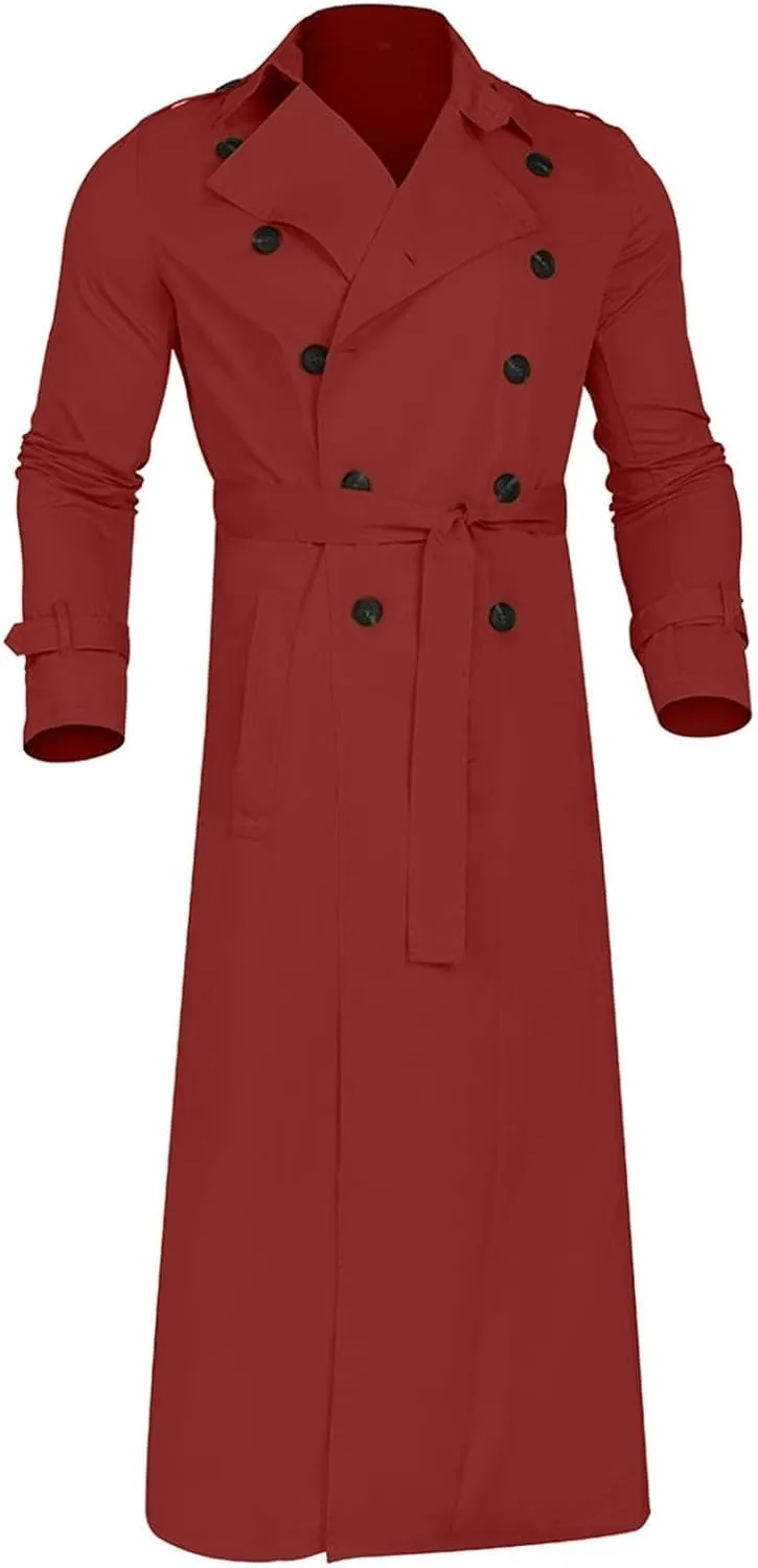 Men's Trench Coat Fall Winter Double Breasted Trench Coat Oversized Casual windbreaker Lapel Long Jacket Overcoat