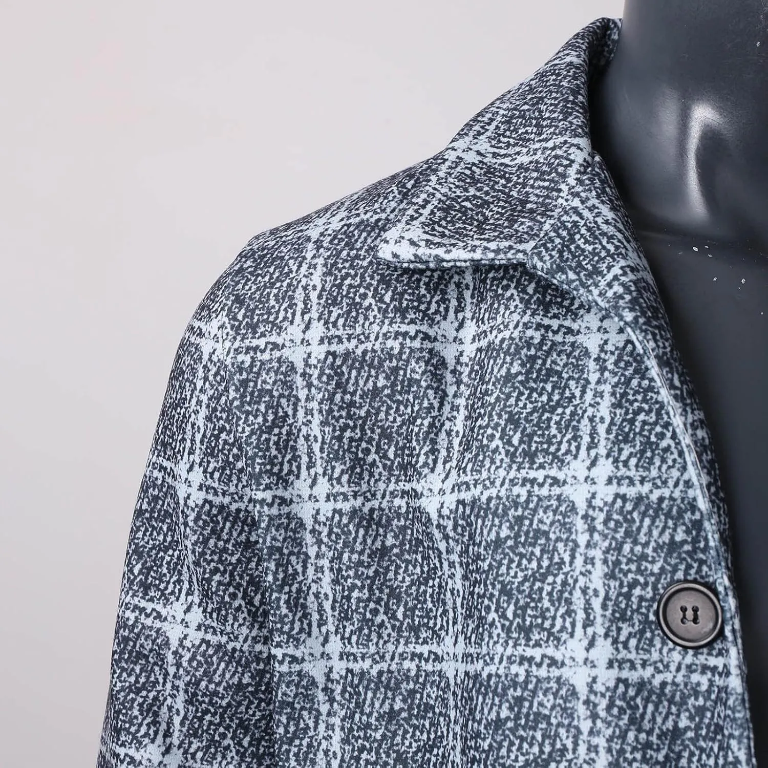 Mens Trench Coat Single Breasted Winter Warm Slim Fit Pea Coat Notched Collar Casual Overcoat Work Business Jacket