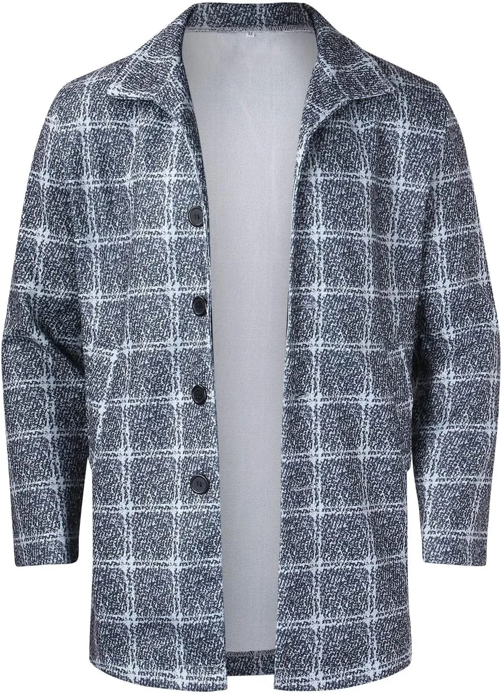 Mens Trench Coat Single Breasted Winter Warm Slim Fit Pea Coat Notched Collar Casual Overcoat Work Business Jacket