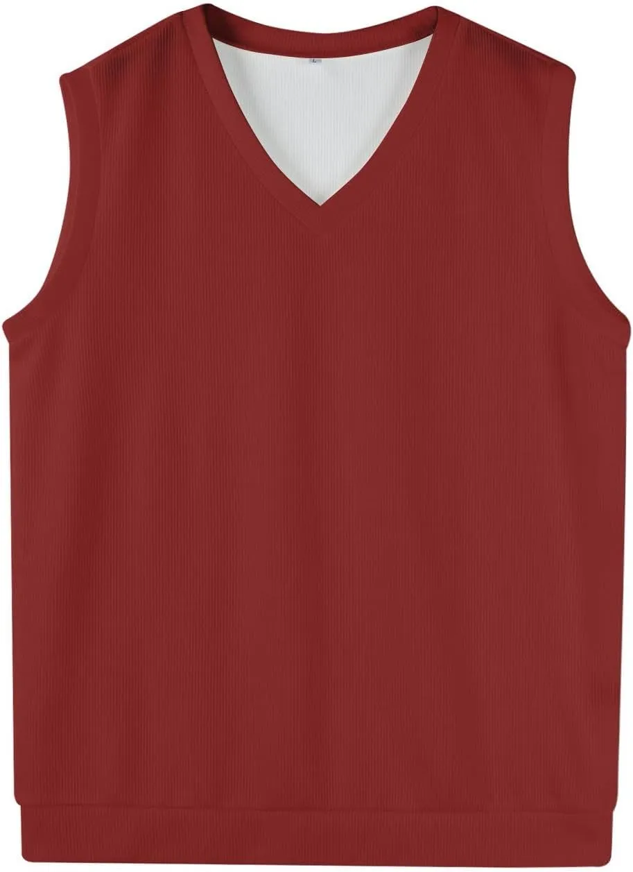Mens Vest 2025 Lightweight V Neck Pullover Solid Sleeveless Knitted Vest Sweater Business Work Relaxed Fit Tops