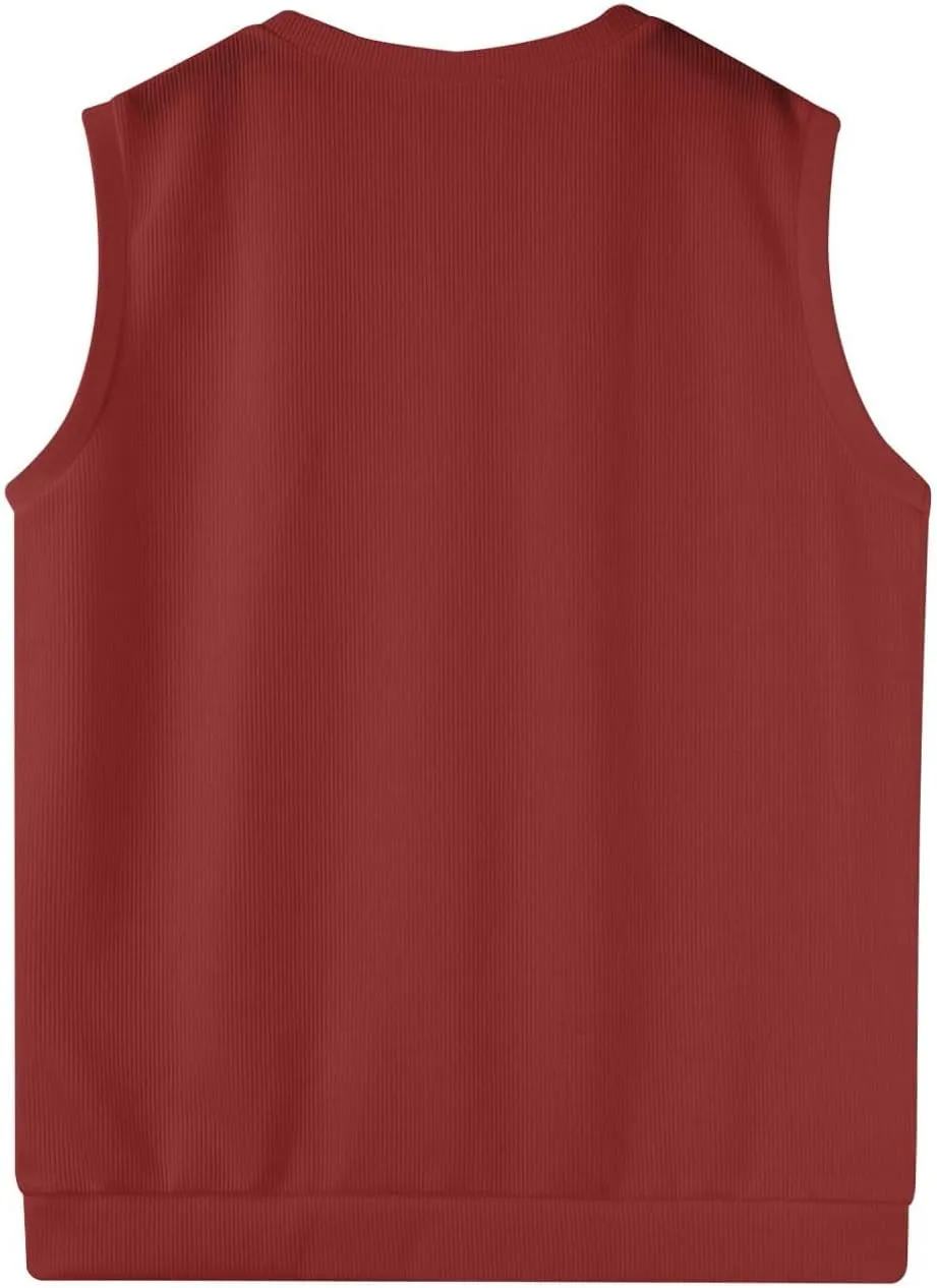 Mens Vest 2025 Lightweight V Neck Pullover Solid Sleeveless Knitted Vest Sweater Business Work Relaxed Fit Tops