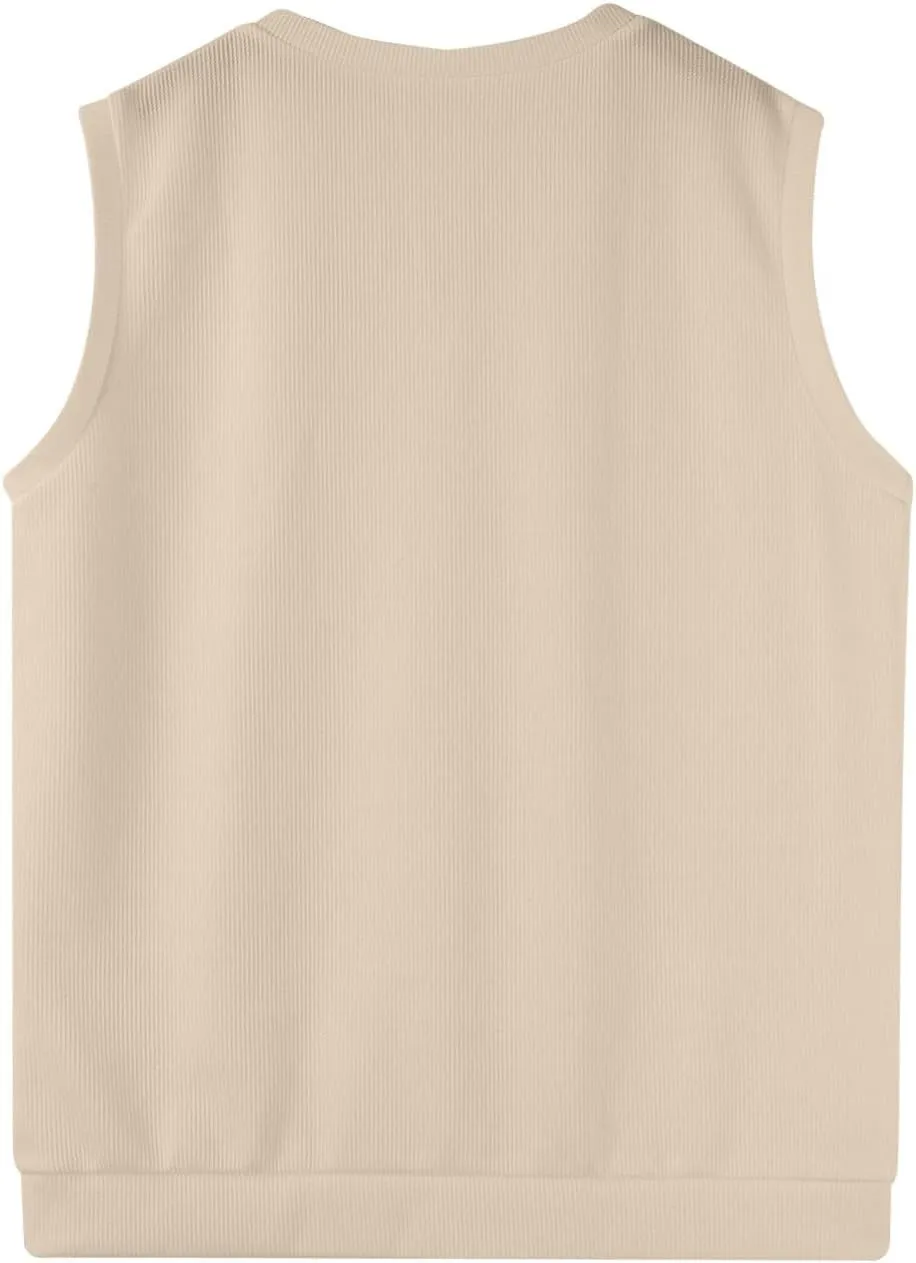 Mens Vest 2025 Lightweight V Neck Pullover Solid Sleeveless Knitted Vest Sweater Business Work Relaxed Fit Tops