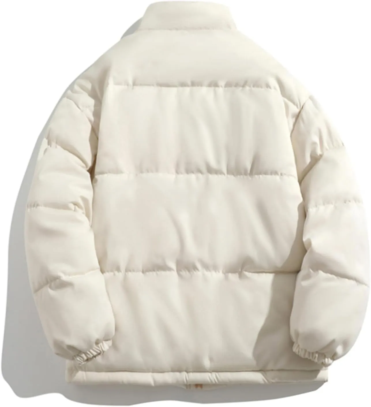 Mens Winter Plus Size Solid Color Zipper Pocket Thick Warm Cotton Padded Jacket Hoodless Coat Mens Down Winter