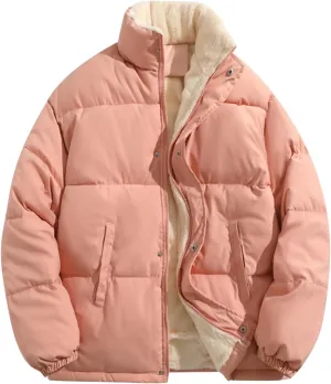 Mens Winter Plus Size Solid Color Zipper Pocket Thick Warm Cotton Padded Jacket Hoodless Coat Mens Down Winter