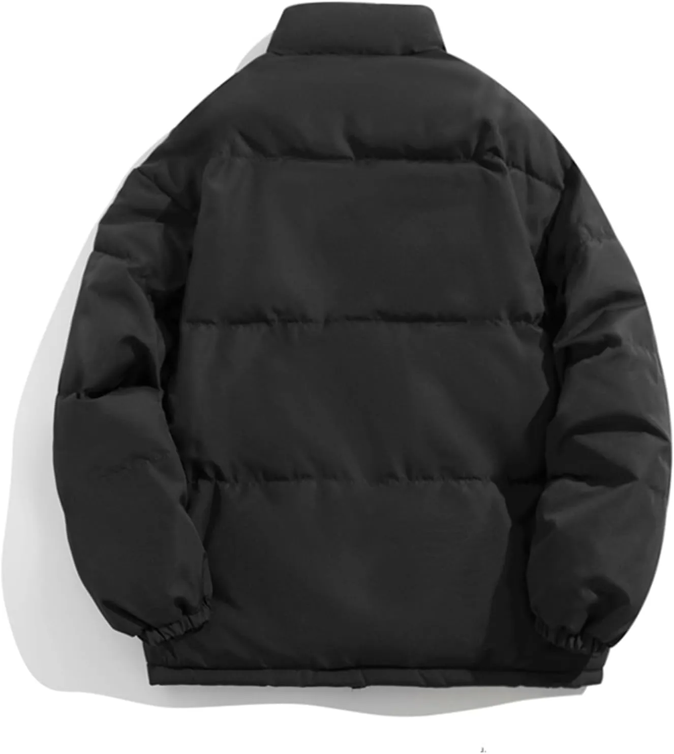 Mens Winter Plus Size Solid Color Zipper Pocket Thick Warm Cotton Padded Jacket Hoodless Coat Mens Down Winter