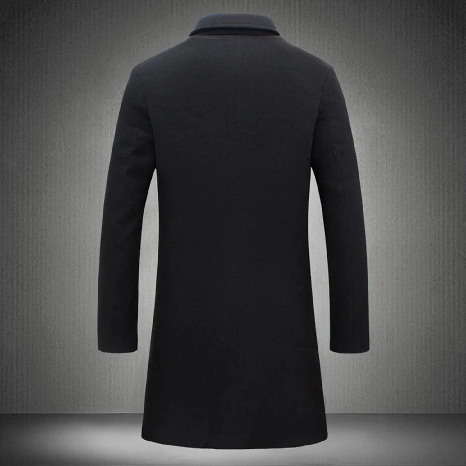 Men's Wool Blend Pea Coat Notched Collar Single Breasted Overcoat Warm Winter Mid-Length Thermal Business Peacoat