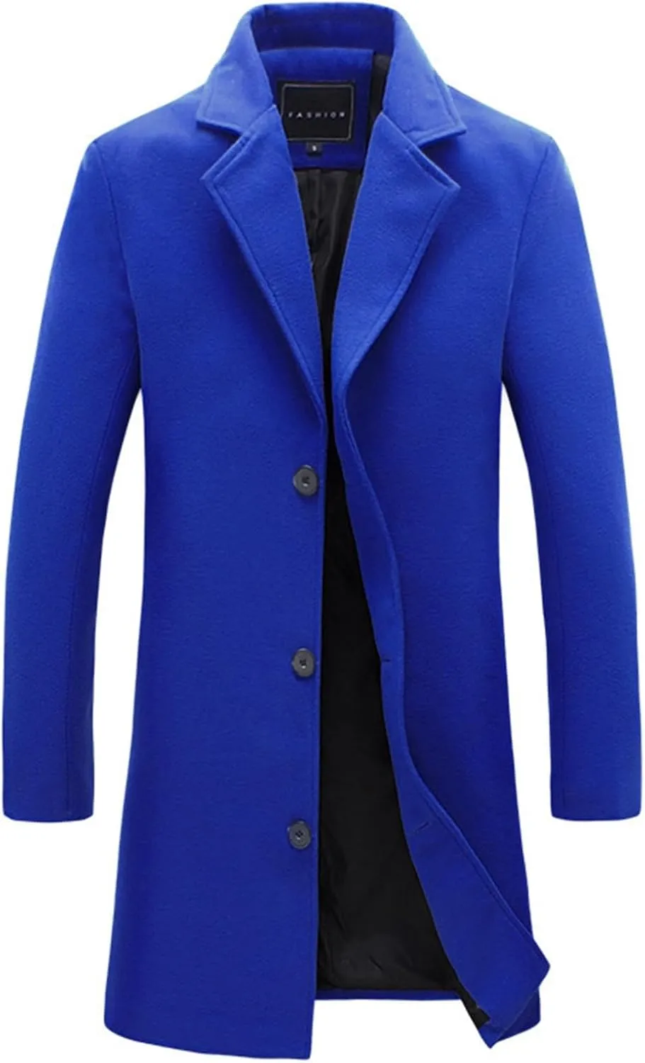 Men's Wool Blend Pea Coat Notched Collar Single Breasted Overcoat Warm Winter Mid-Length Thermal Business Peacoat