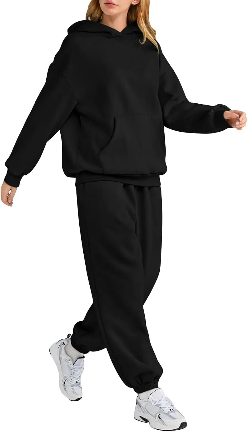 midelxp Fleece Sweatsuits Women 2 Piece Outfit Oversized Hoodies Baggy Jogger Sweatpants Track Suits Athletic Lounge Sets