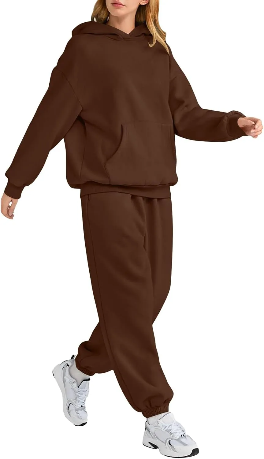 midelxp Fleece Sweatsuits Women 2 Piece Outfit Oversized Hoodies Baggy Jogger Sweatpants Track Suits Athletic Lounge Sets