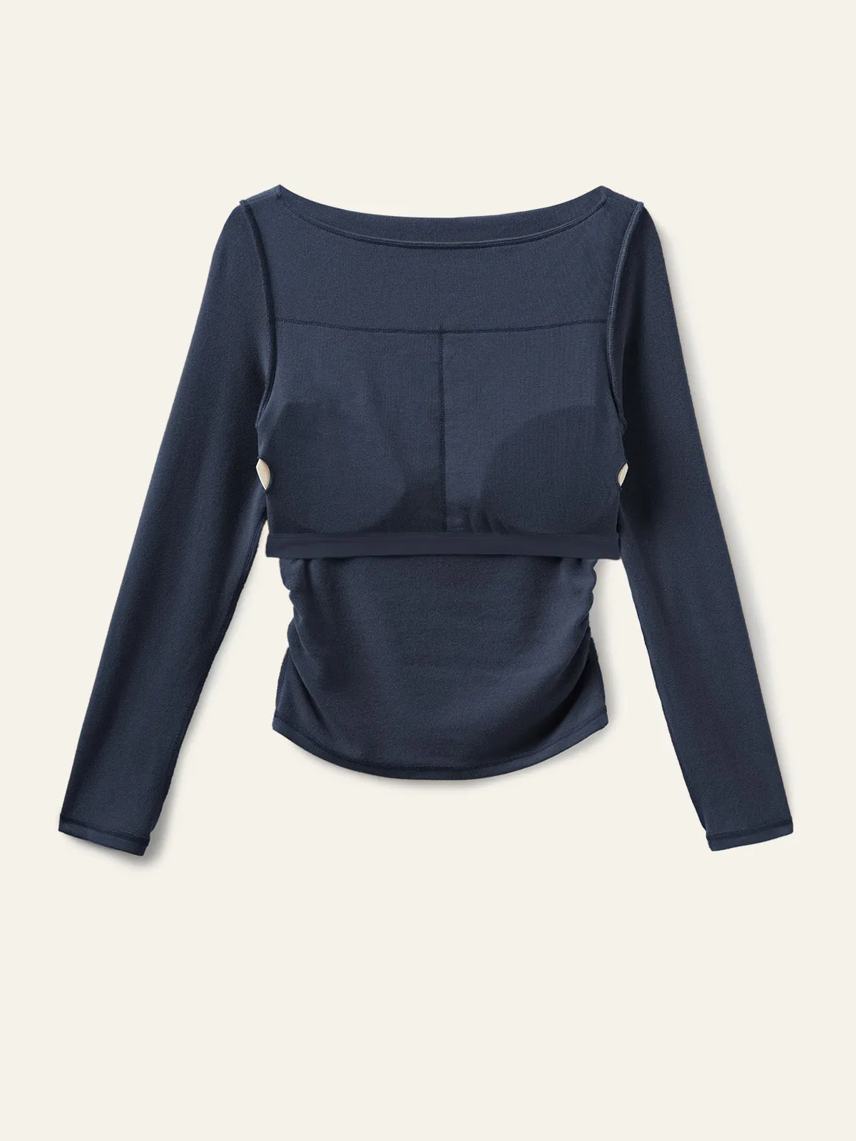 Modern Side Ruched Boatneck Brami Top