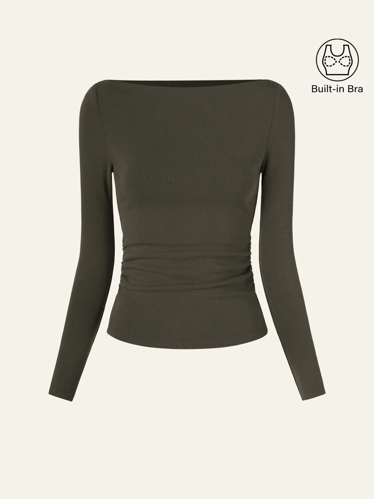 Modern Side Ruched Boatneck Brami Top
