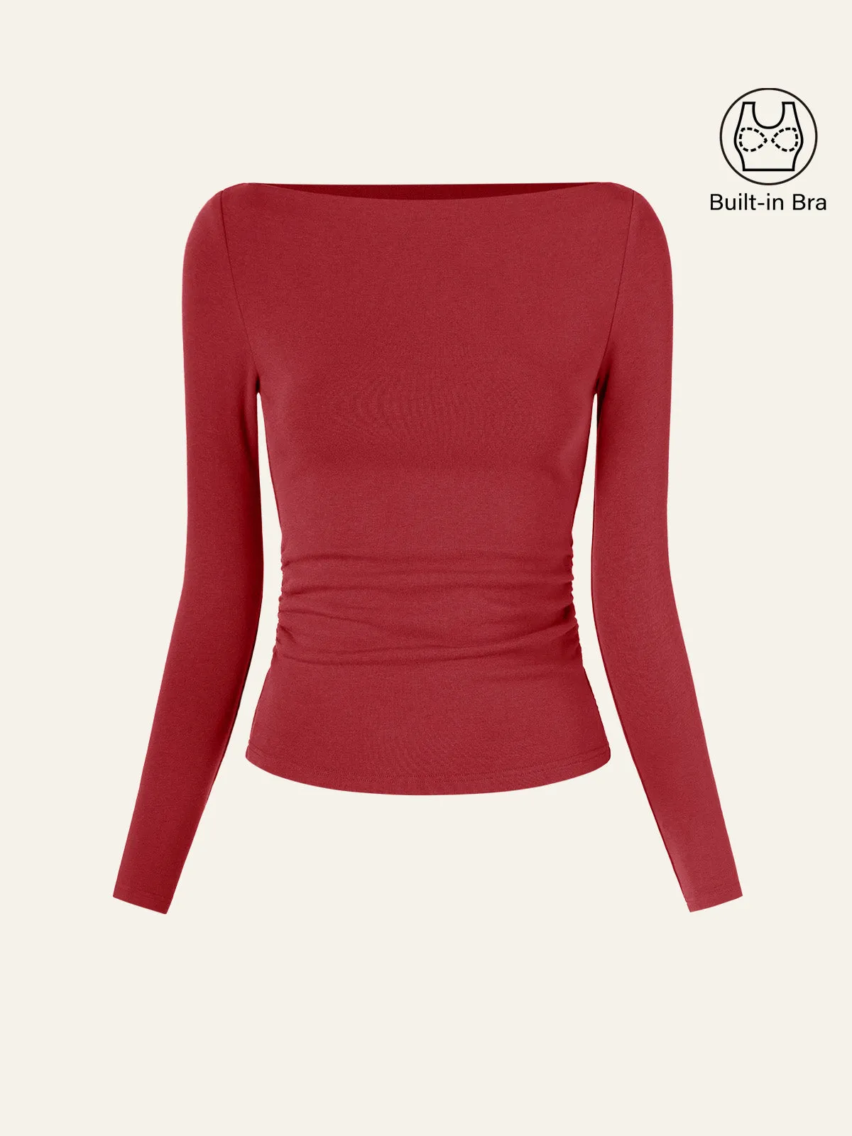 Modern Side Ruched Boatneck Brami Top