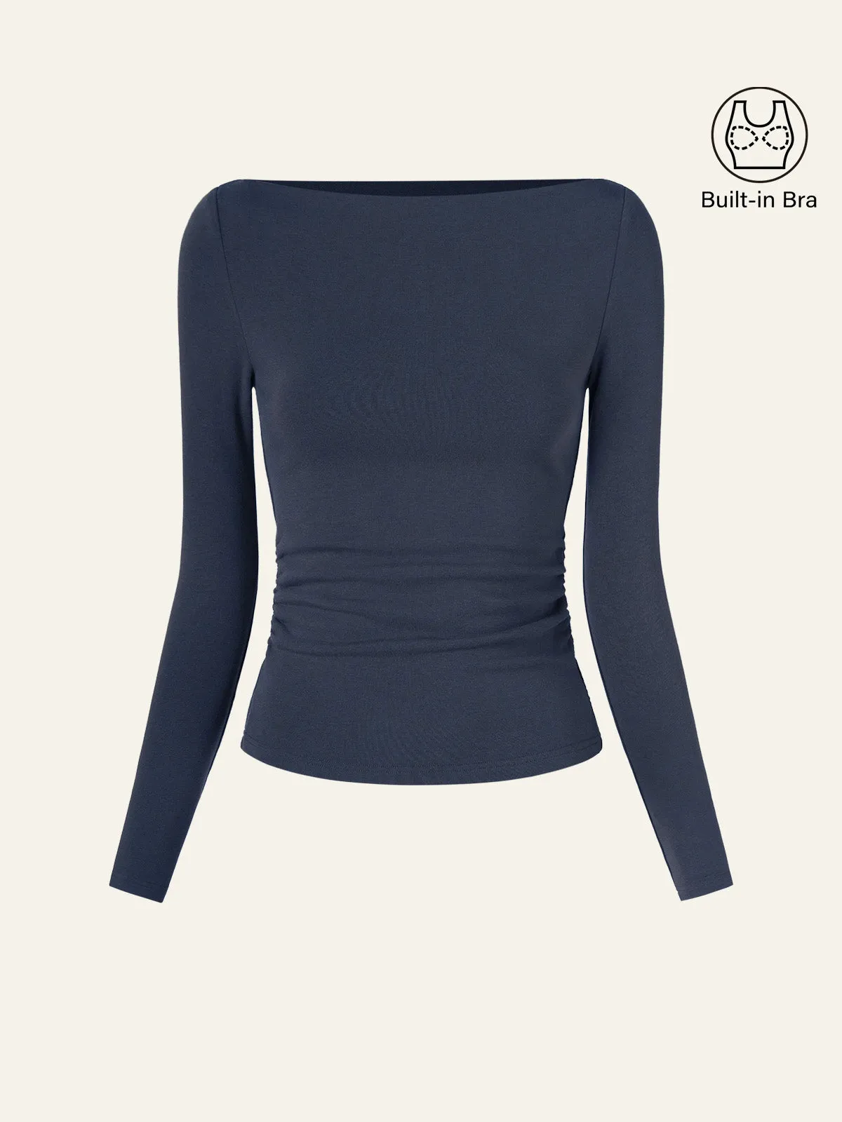 Modern Side Ruched Boatneck Brami Top