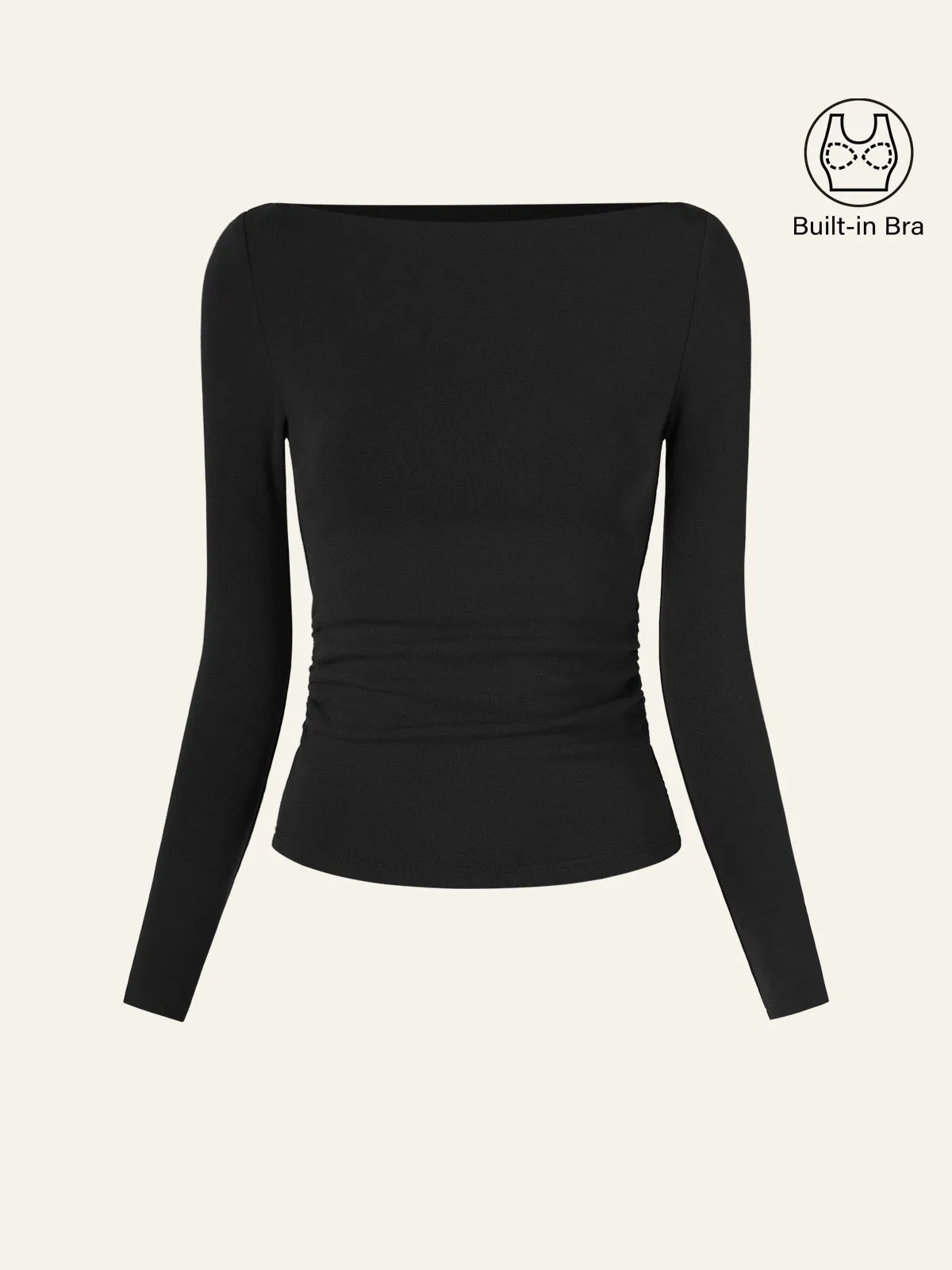 Modern Side Ruched Boatneck Brami Top