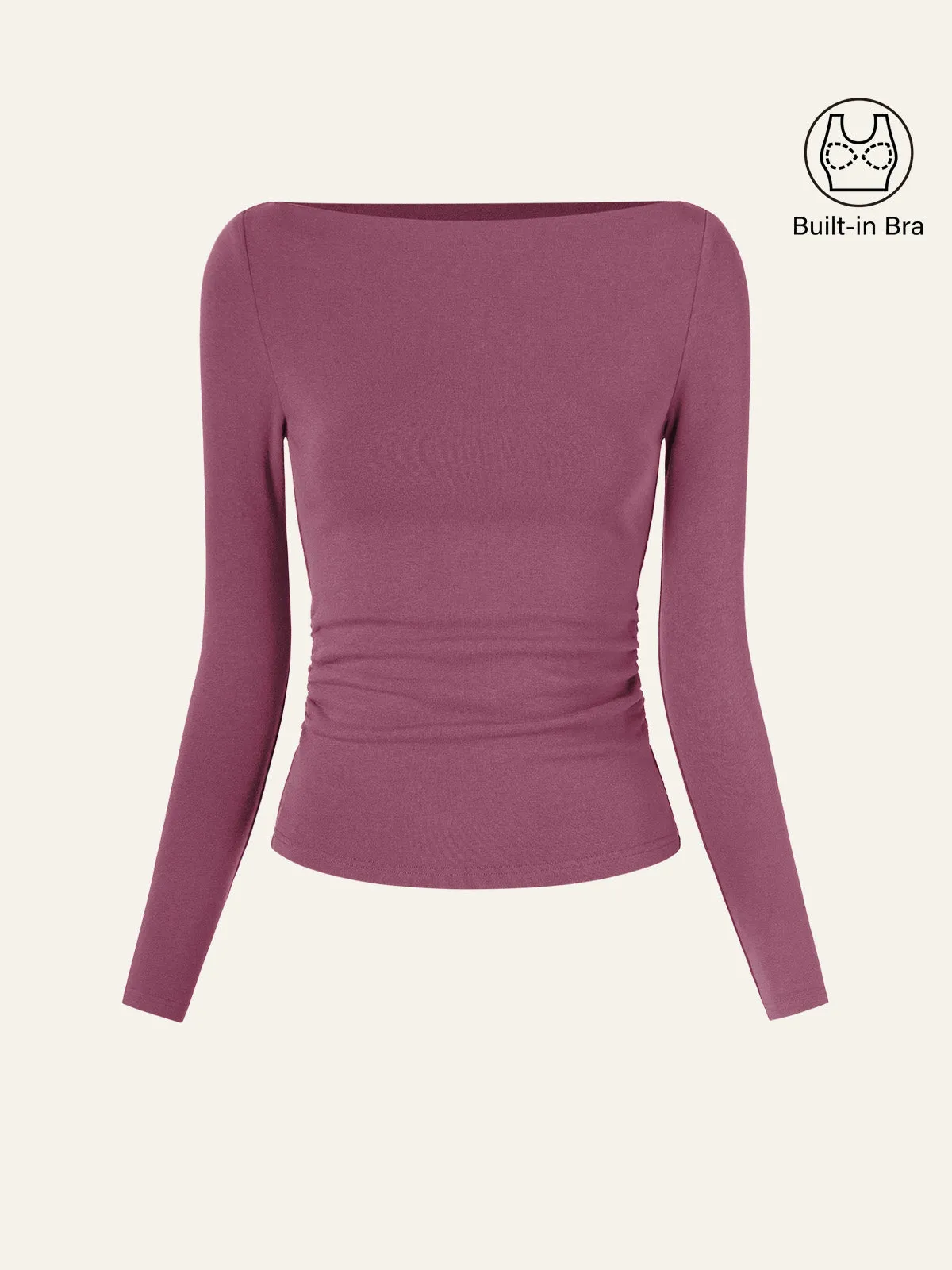 Modern Side Ruched Boatneck Brami Top