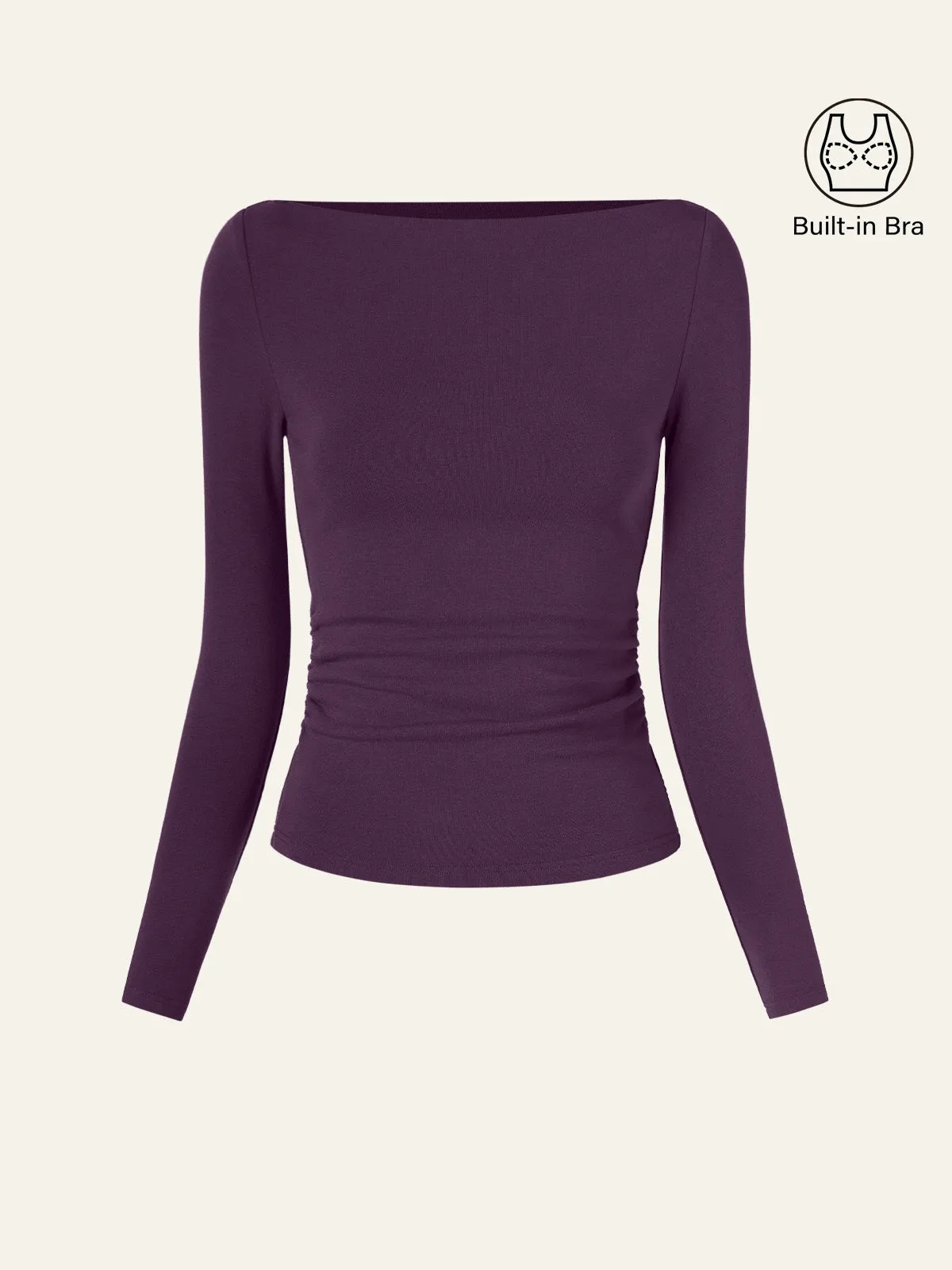 Modern Side Ruched Boatneck Brami Top