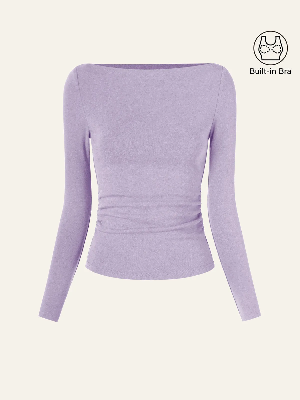 Modern Side Ruched Boatneck Brami Top