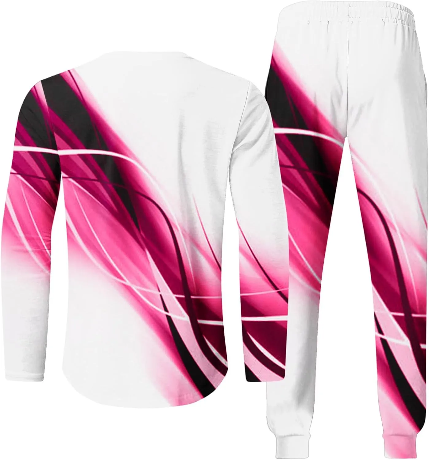Muscularfit Men's Casual Active Tracksuits Sports Line Print Pullover Crewneck Sweatshirts Athletic Jogging 2 Piece Outfits