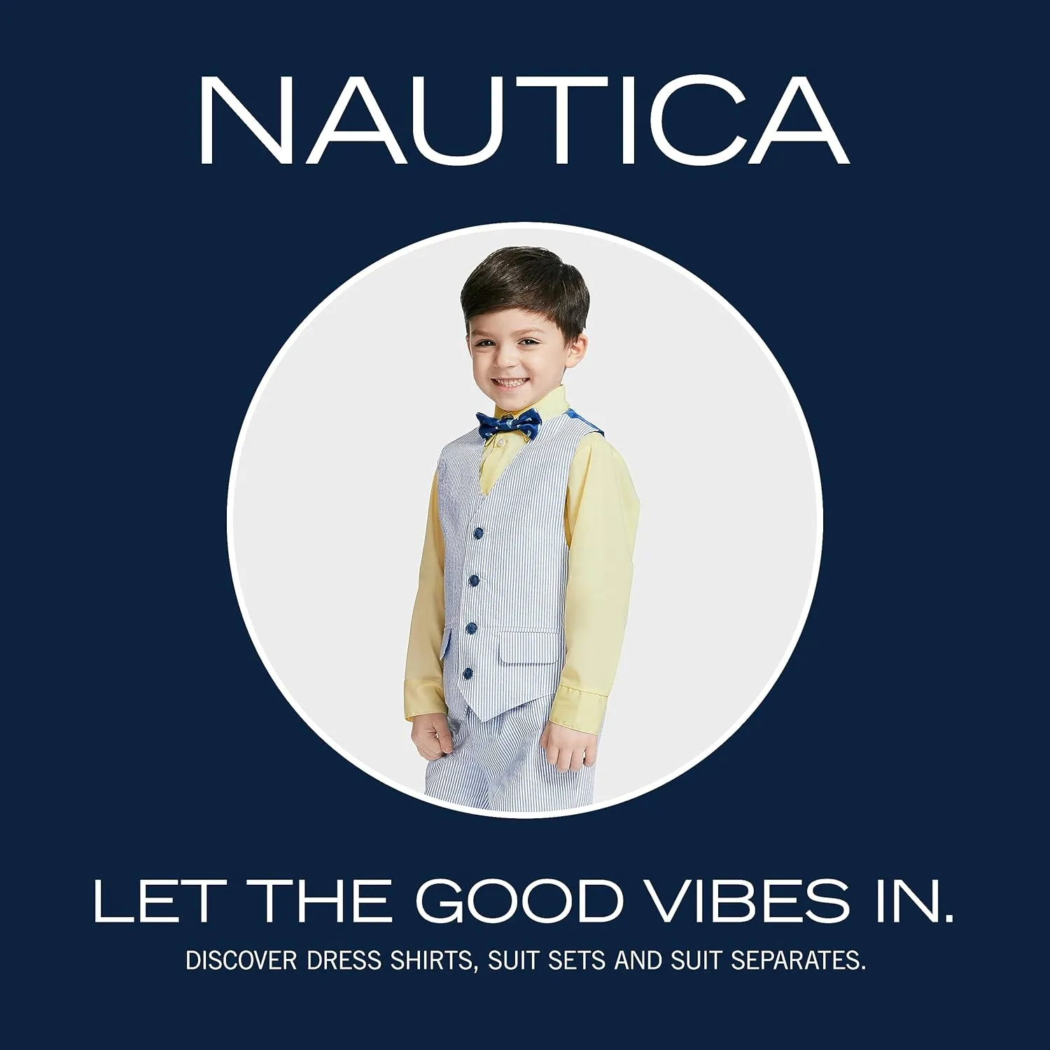 Nautica boys 4 piece Formal Suit Set, Vest, Pants, Collared Dress Shirt, and Tie