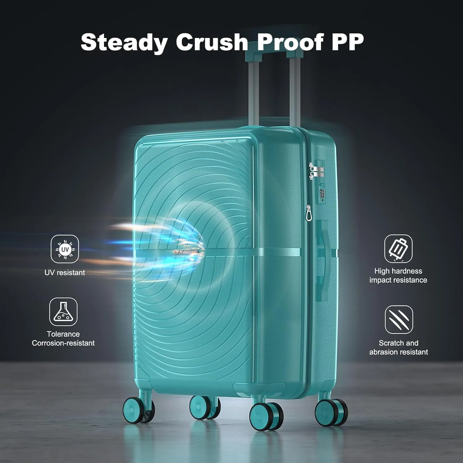 Nazhura Luggage Set, 3-Piece Hardside Suitcase Set, 20-inch, 24-inch, 28-inch Luggage, Carry on Luggage Set, Travel Luggage Set, Large Suitcase with Wheels