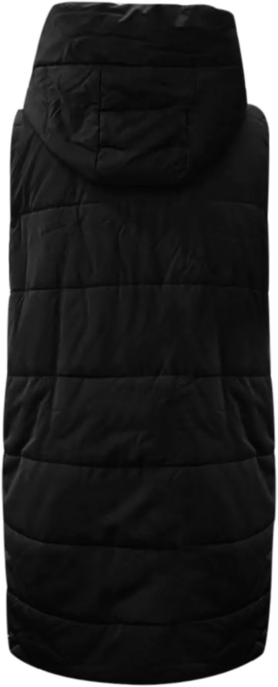 New Ladies Fashion Casual Padded Jacket Solid Color Hooded Slim Vest Temperament Sleeveless Cardigan Long Coat