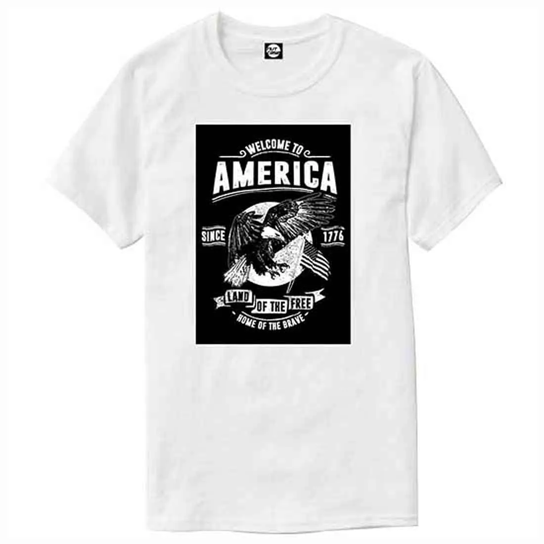 Nutcase Designer Round Neck Men's T-Shirt Wrinkle-Free Poly Cotton Tees - Welcome to America