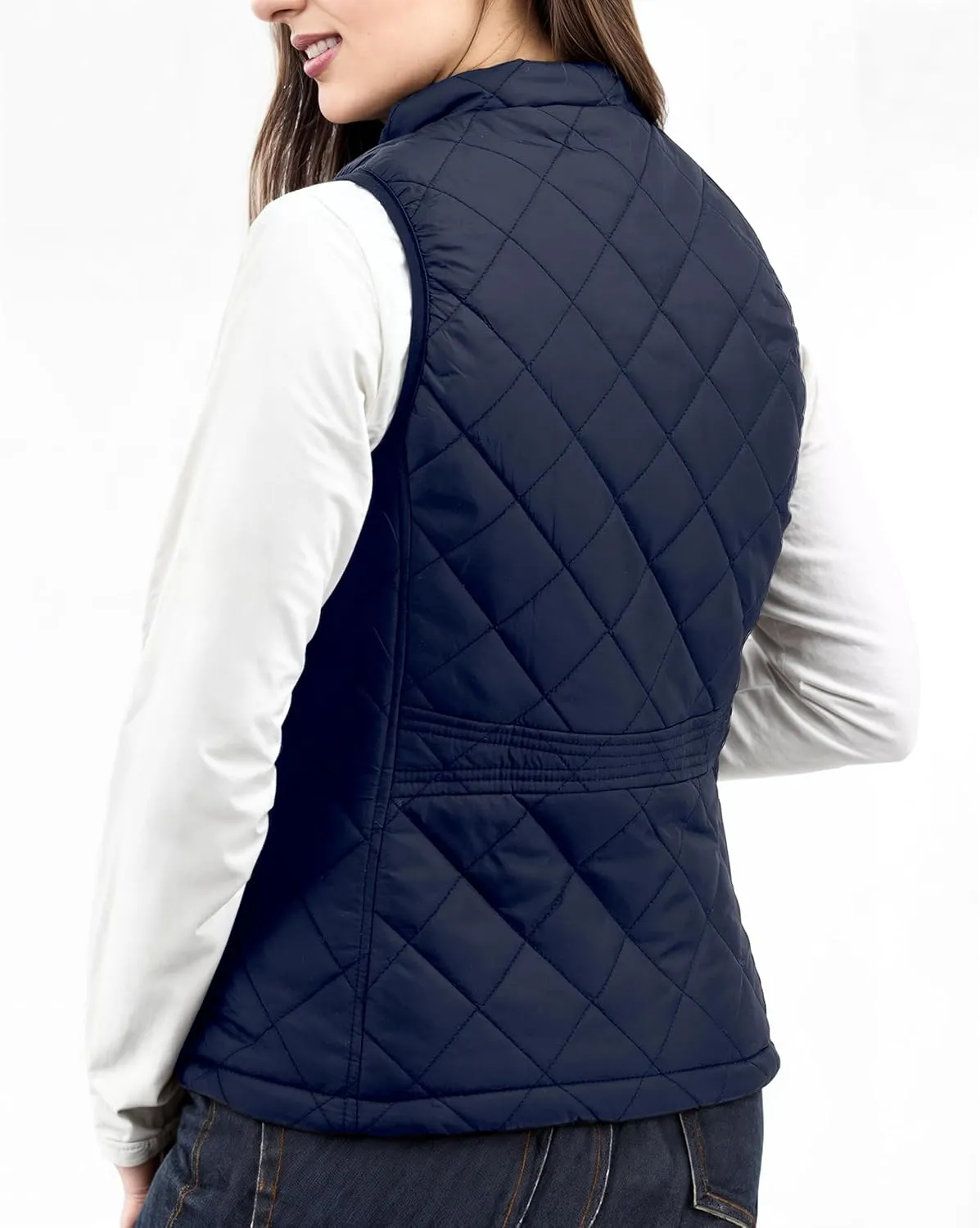 NY Threads Puffer Vest Women Slim Fit Lightweight Stand Collar Quilted Zip Puffer Vest