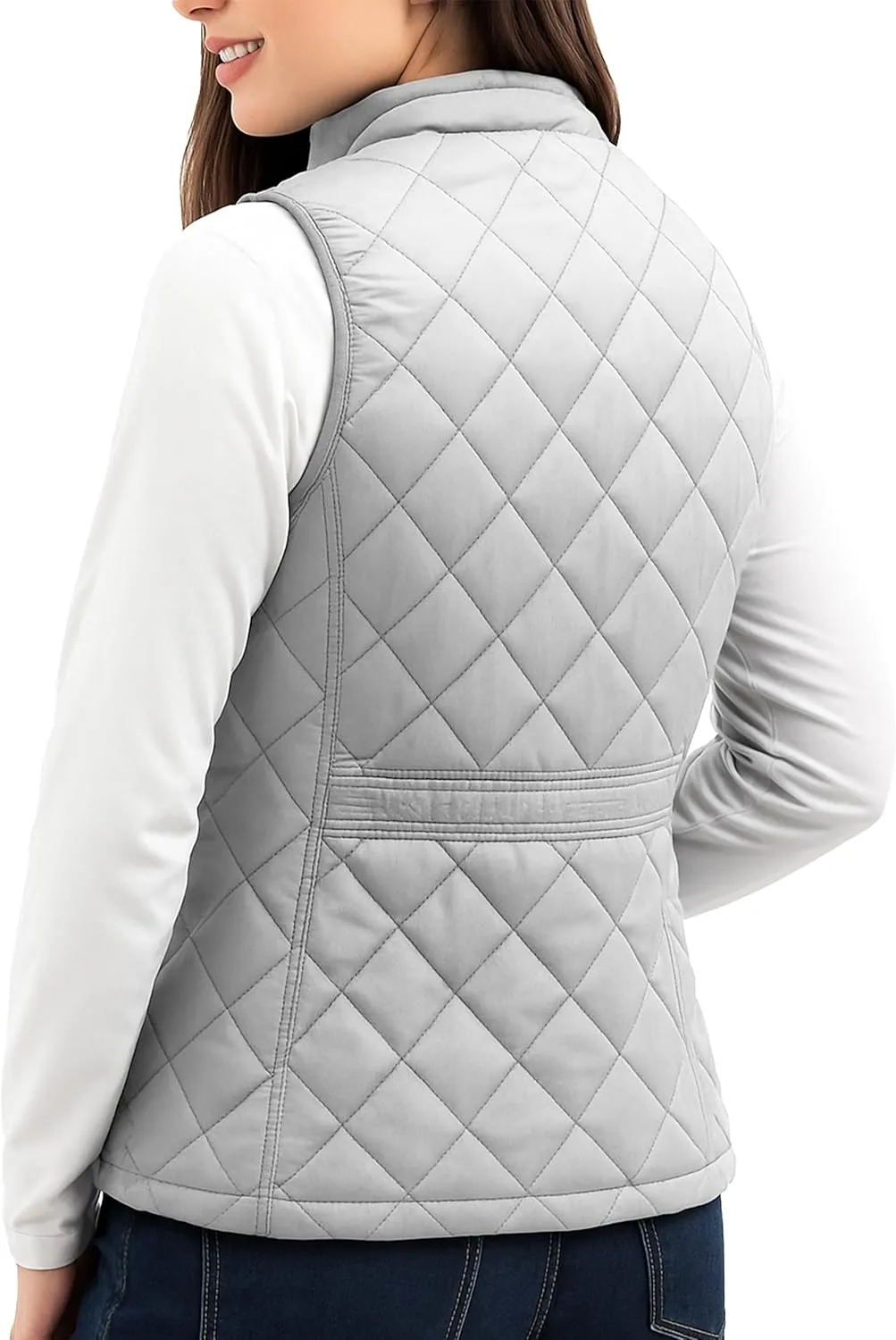 NY Threads Puffer Vest Women Slim Fit Lightweight Stand Collar Quilted Zip Puffer Vest