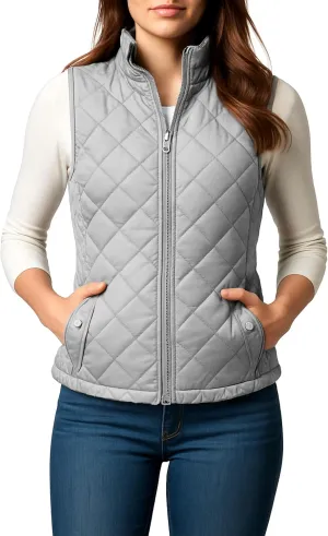 NY Threads Puffer Vest Women Slim Fit Lightweight Stand Collar Quilted Zip Puffer Vest