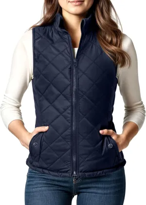 NY Threads Puffer Vest Women Slim Fit Lightweight Stand Collar Quilted Zip Puffer Vest