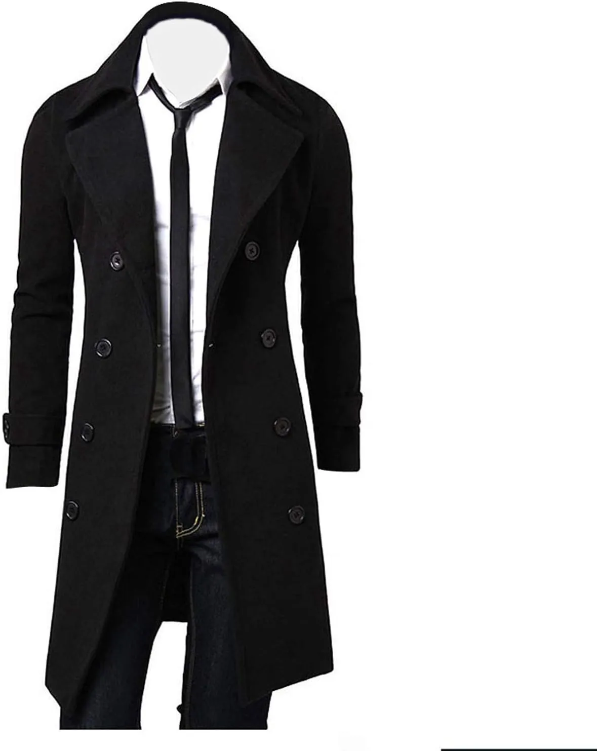 OIOLOYJM Trench Coat Men Double Breasted Pea Wool Coat Oversized Casual Windbreaker Long Jacket Overcoats Mens Winter Coats