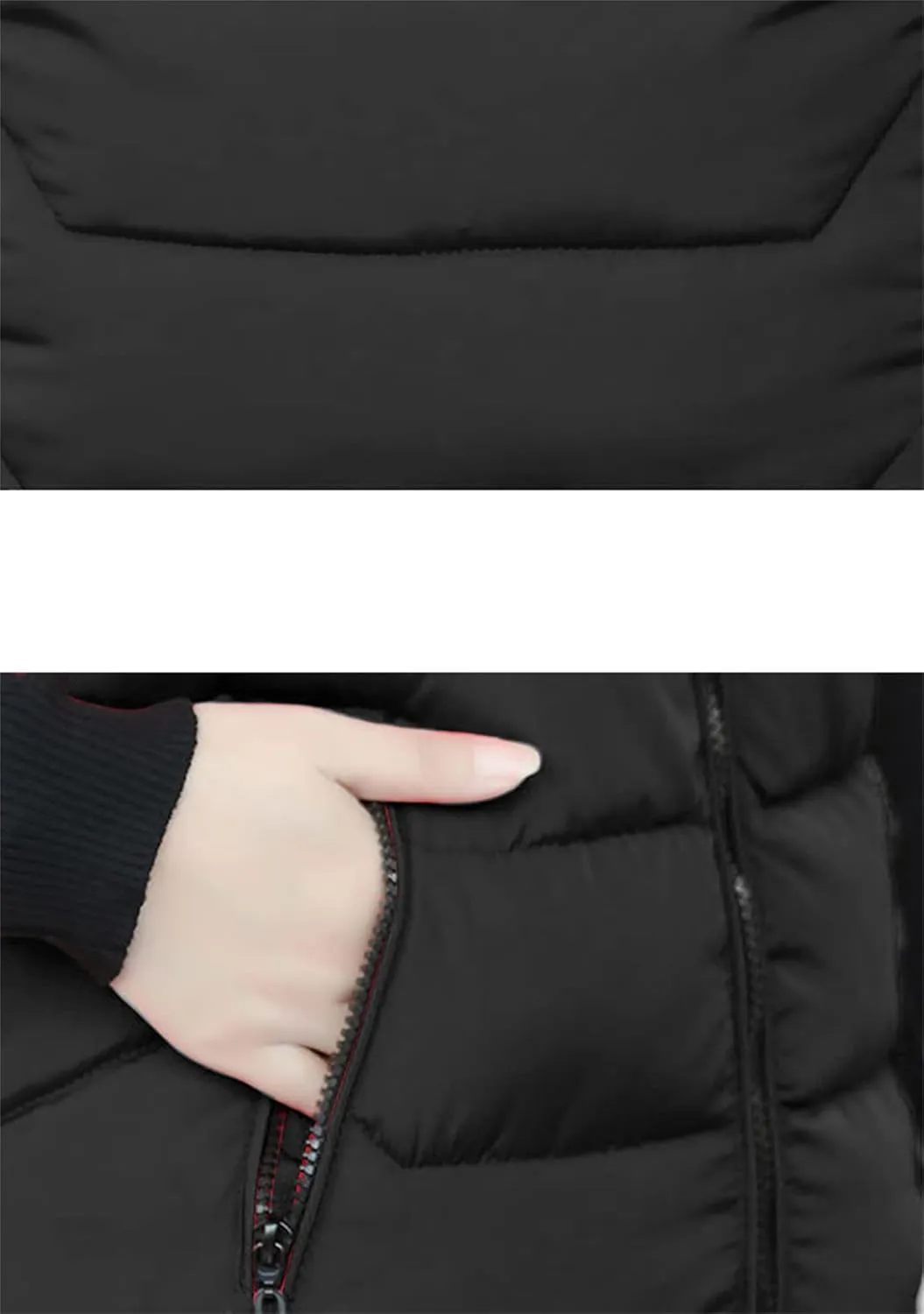OMZIN Women's Winter Long Puffer Vest Zip up Slim Vest Lightweight Hooded Warm Down Cotton Vest