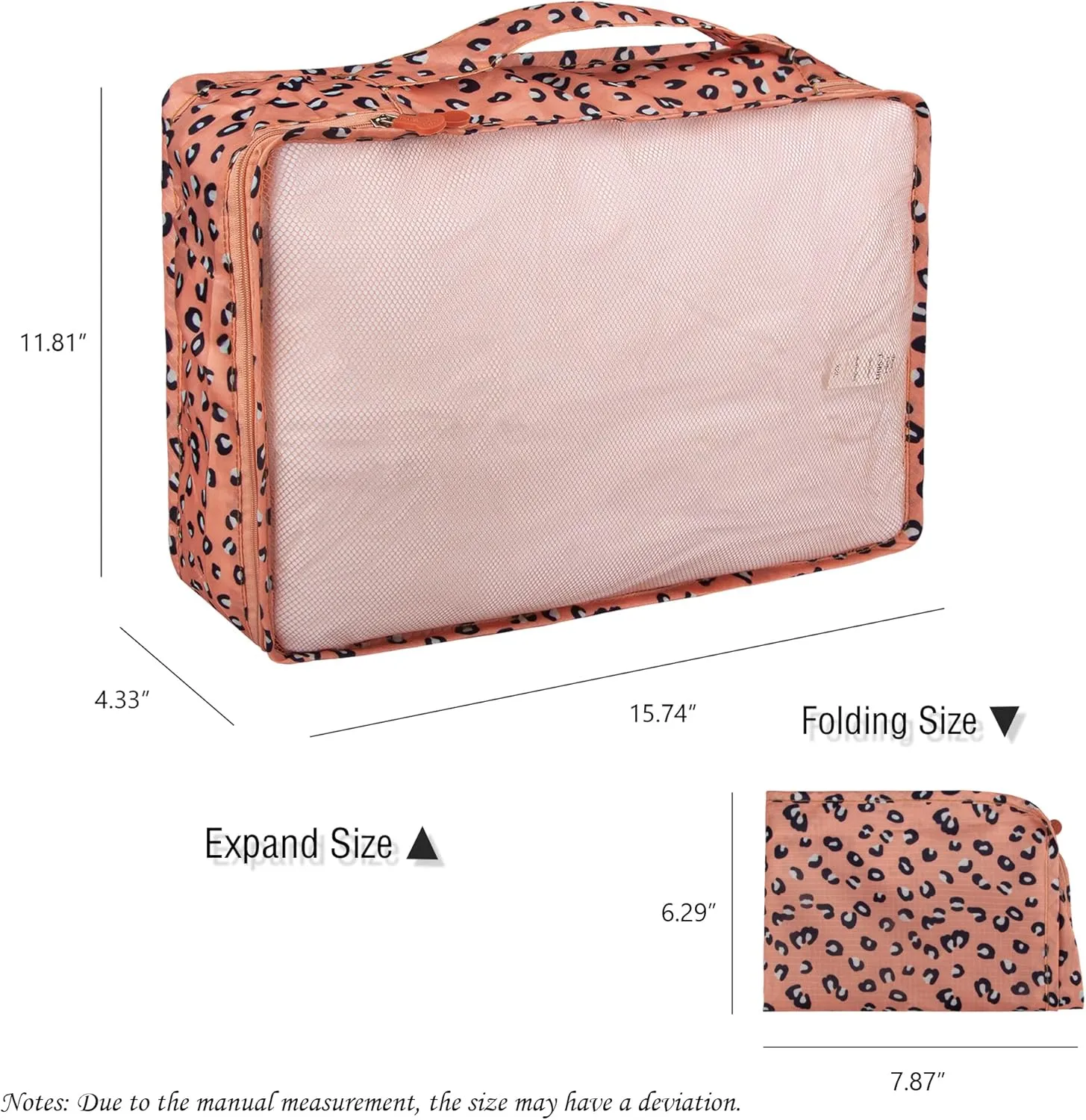 Packing Cubes Set, 2 Pcs Packing Organizers Set for Suitcases (Pink leopard)