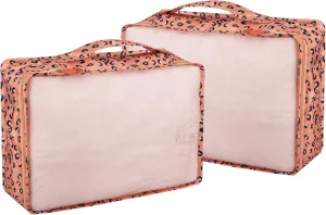 Packing Cubes Set, 2 Pcs Packing Organizers Set for Suitcases (Pink leopard)