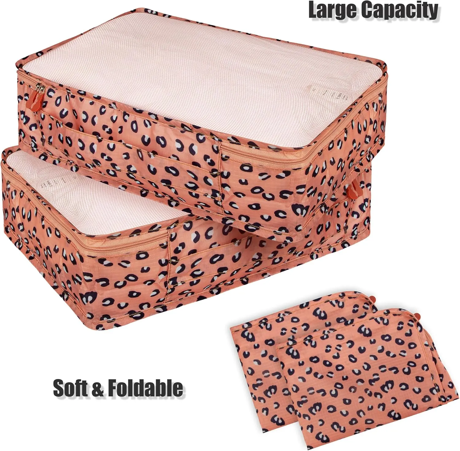 Packing Cubes Set, 2 Pcs Packing Organizers Set for Suitcases (Pink leopard)