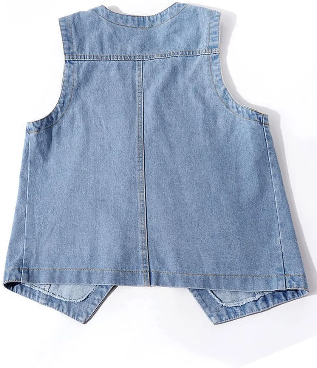 Peaceglad Womens Casual Jean Vest V Neck Open Front Button Down Sleeveless Denim Jacket with Pockets
