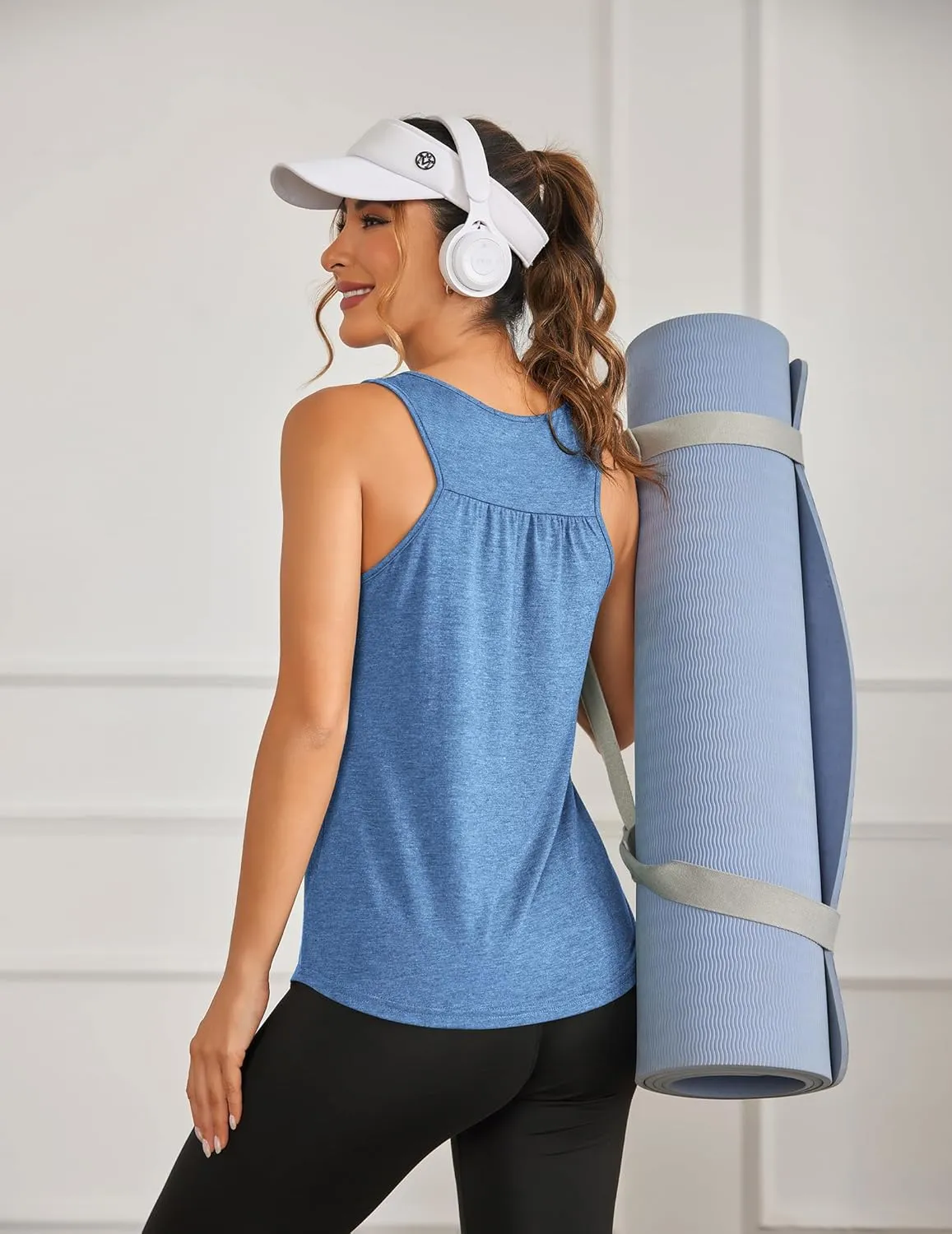 PINSPARK Workout Tank Tops for Women Racerback Loose Fit Yoga Top Sleeveless Gym Shirt Running Athletic Tanks Pack S-3XL