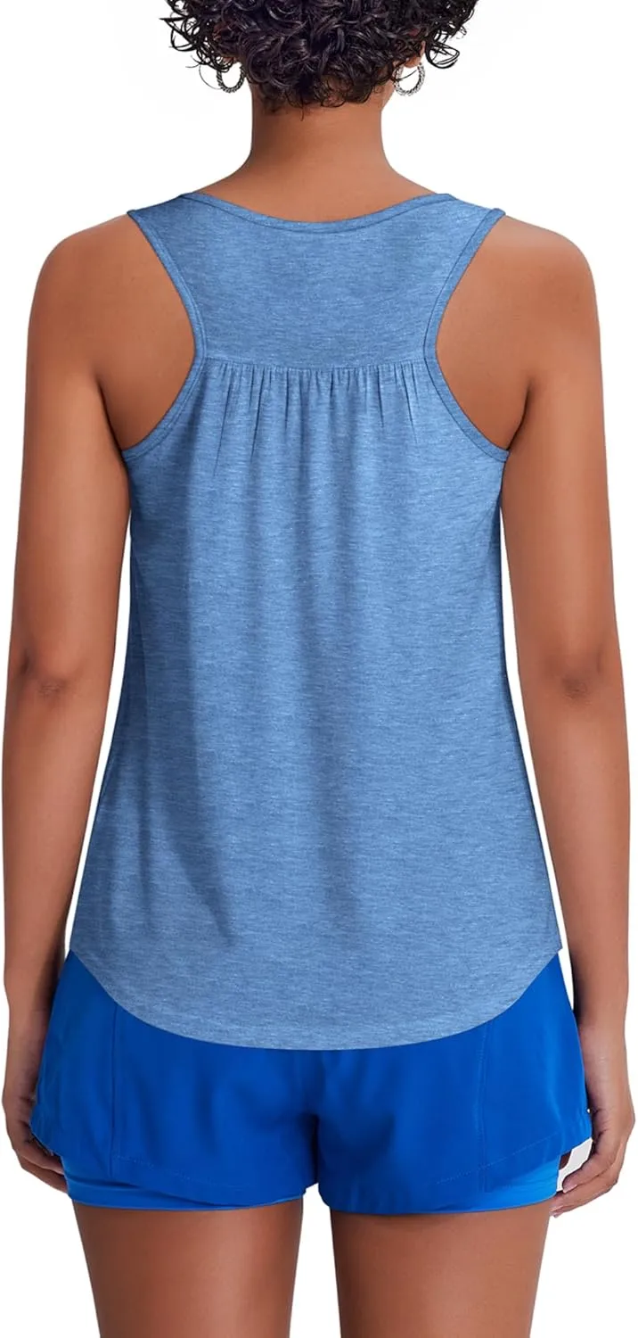 PINSPARK Workout Tank Tops for Women Racerback Loose Fit Yoga Top Sleeveless Gym Shirt Running Athletic Tanks Pack S-3XL