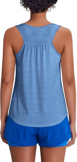 PINSPARK Workout Tank Tops for Women Racerback Loose Fit Yoga Top Sleeveless Gym Shirt Running Athletic Tanks Pack S-3XL