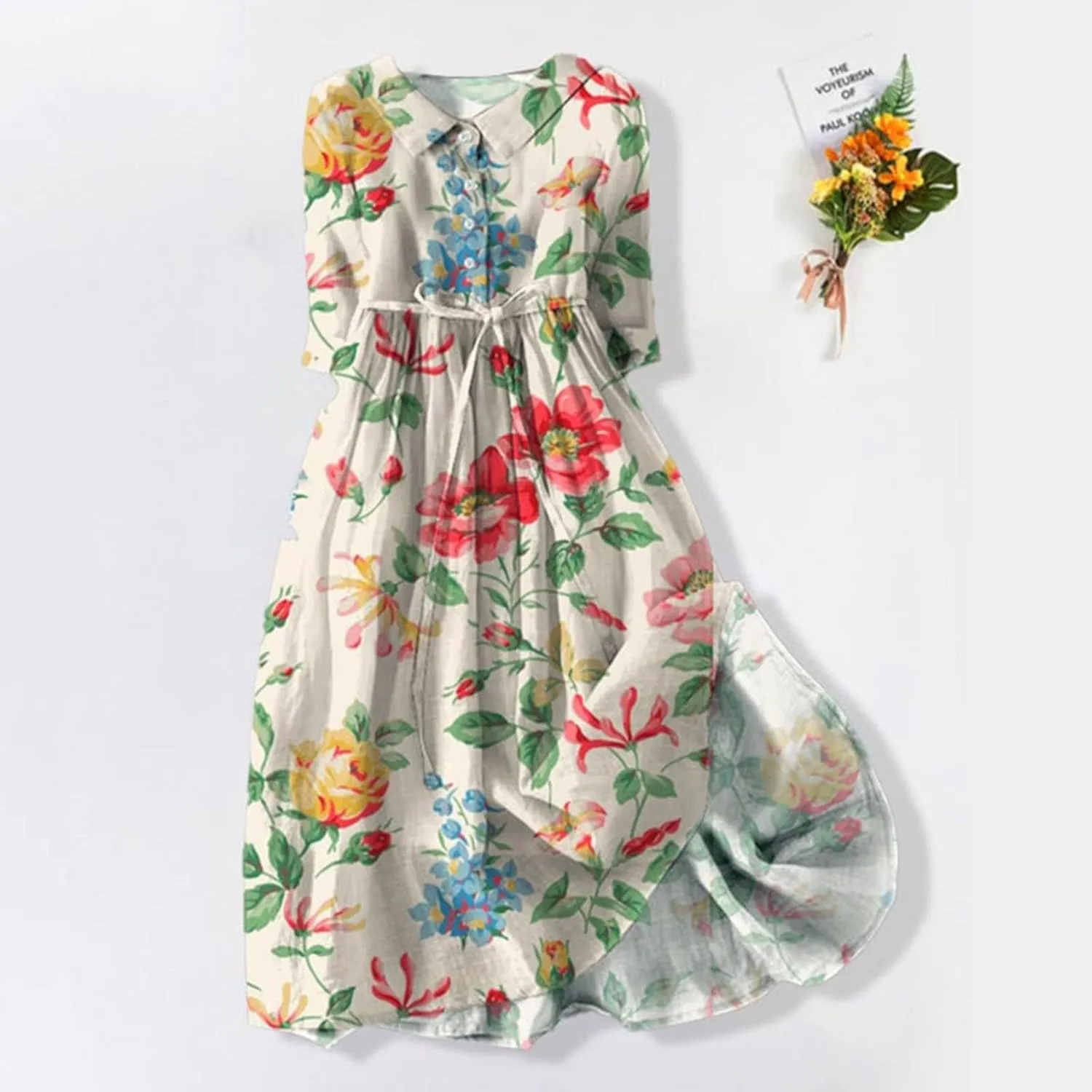Plus Size Linen Dress for Women Short Sleeve Floral Maxi Dresses Spring Summer Boho Flowy Sundress Cruise Outfits