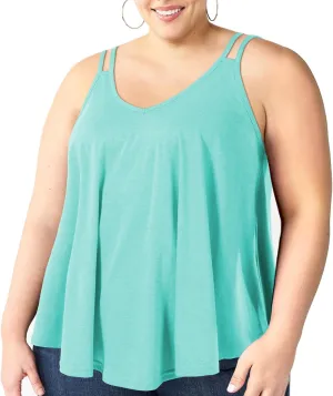 Plus Size Tank Tops for Women Flowy V Neck Spaghetti Strap Camisole Summer Sleeveless Casual top