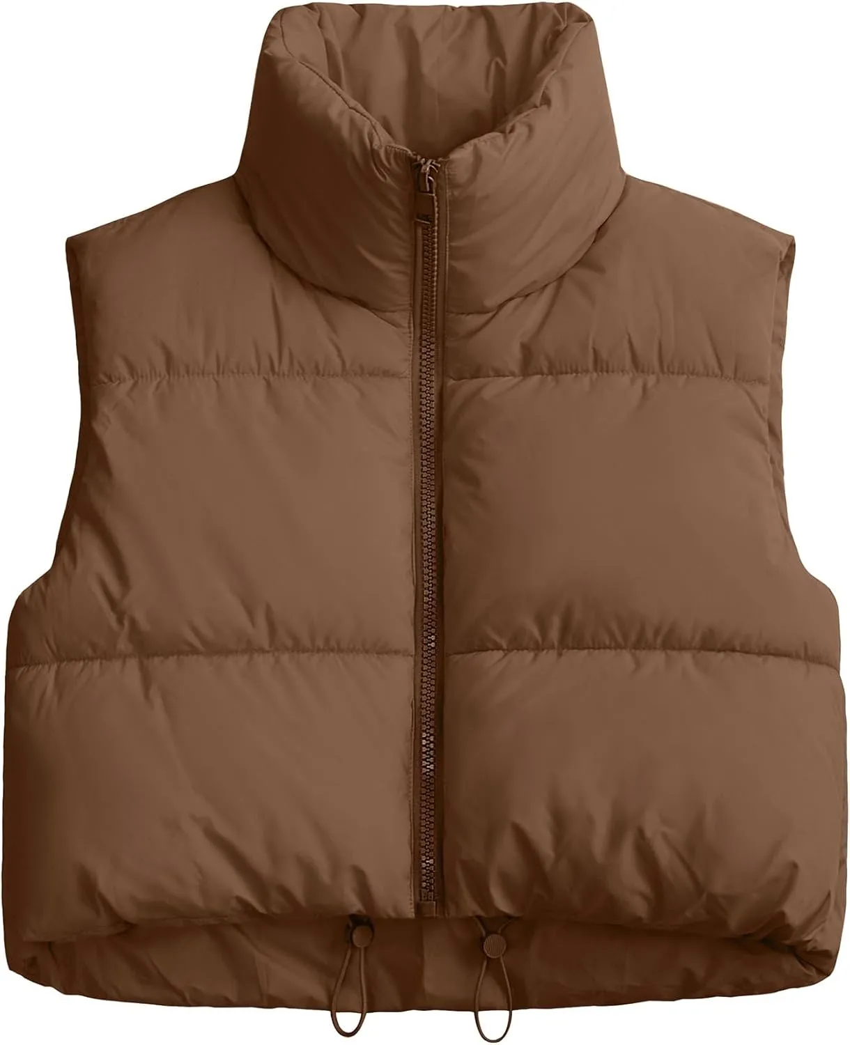 Polu Women's Cropped Puffer Vest Jacket Sleeveless Winter High Stand Collar Lightweight Vest for Women with Zip Gilet