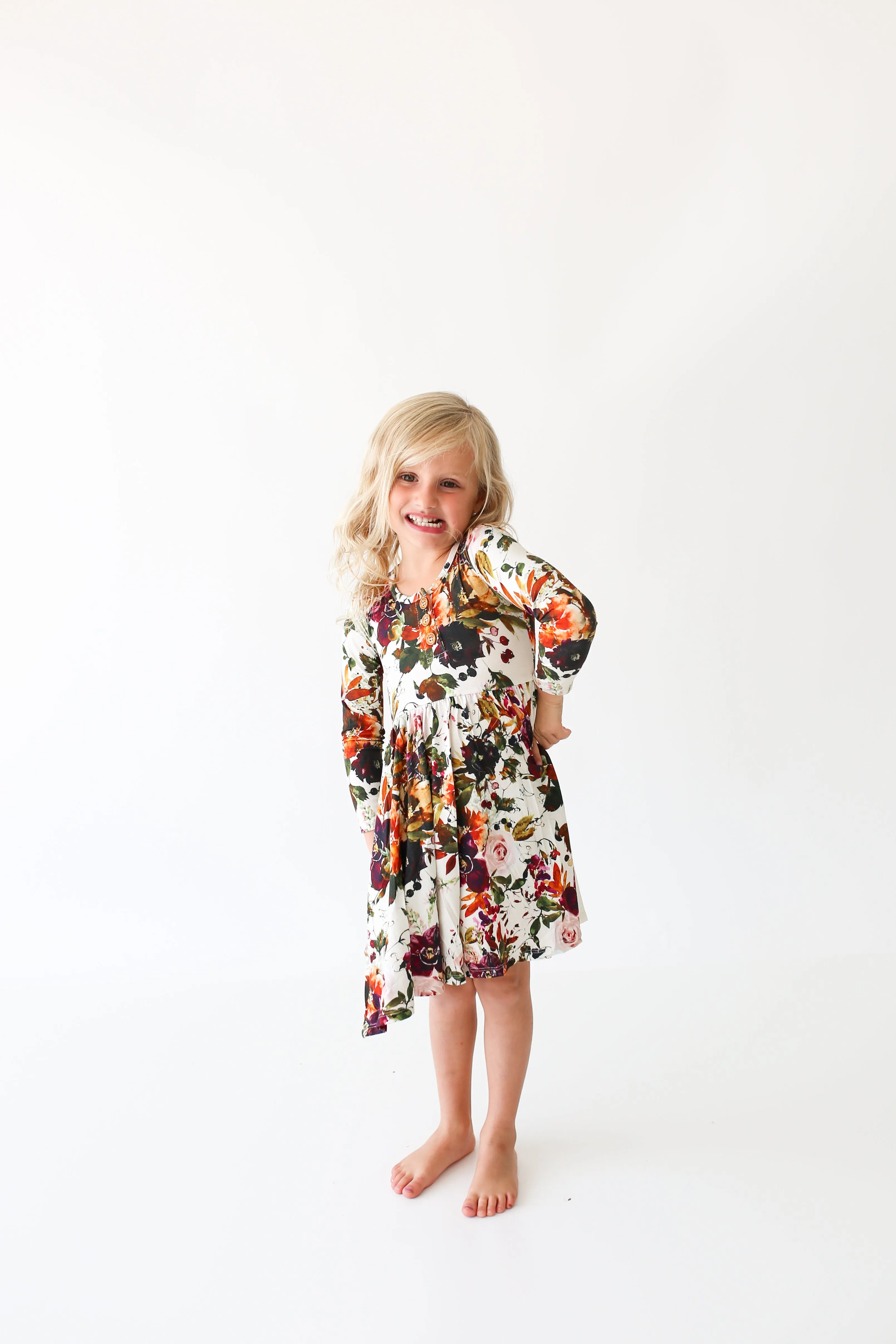 Posh Peanut Corinne L/S Henley Twirl Dress